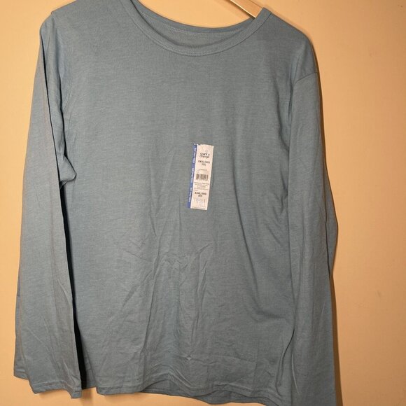 Time & Tru XXXL/3XG Light Blue Long Sleeve Crew Neck Tee Shirt - Picture 2 of 8